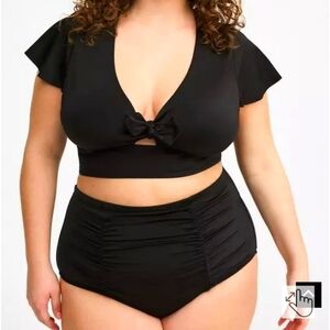 Torrid High-Rise Ruched Bikini Bottom Sz 1